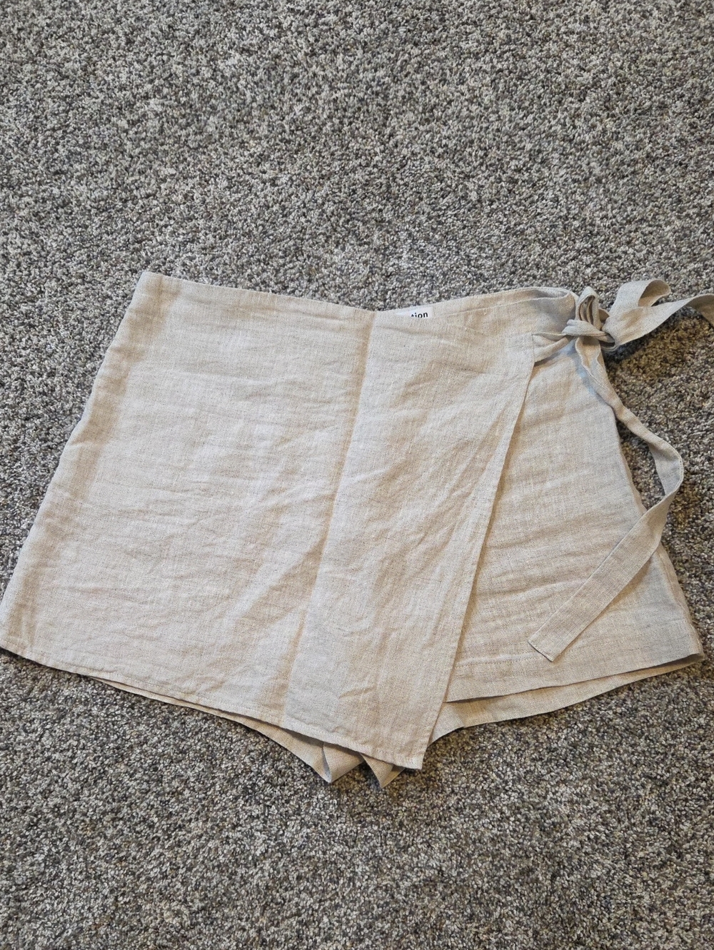 Reformation Beige Wrap Linen Skort with Side Tie